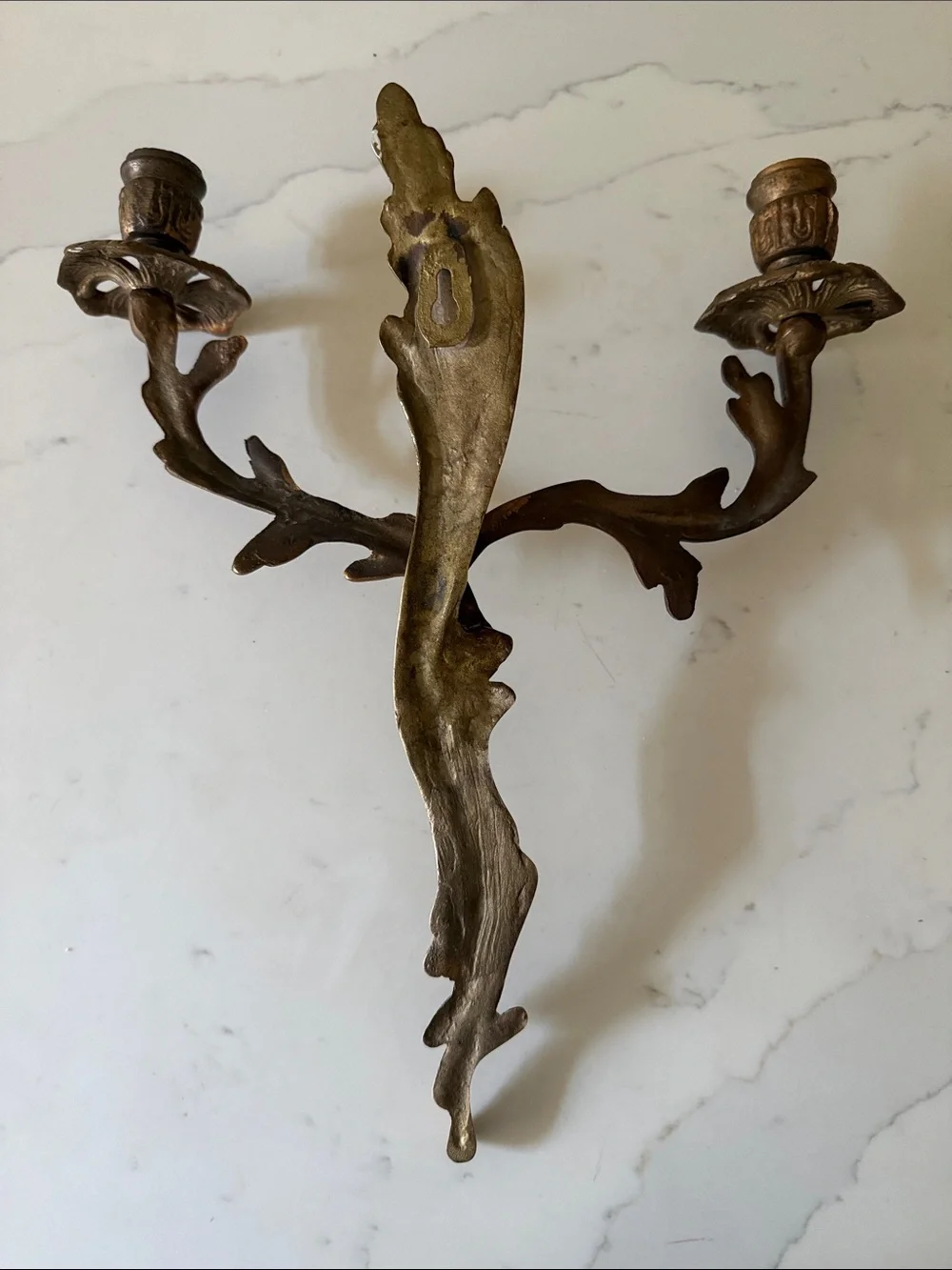 Vintage Art Deco Style Ornate Bronze Brass Candle Wall Sconce